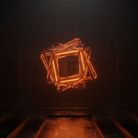 Geometric Minimal Neon Shape Orange Fire Glow 2025 – 8K Minimal Black UI Mockup