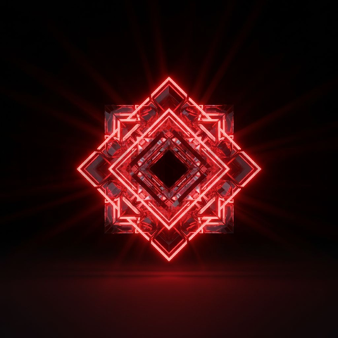 Geometric Minimal Neon Shape Red Glow 2025 – 8K Minimal Black UI Mockup