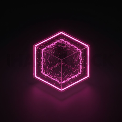 Glass Panel with Neon Frame Magenta Glow 2025 – 8K Minimal Black UI Mockup