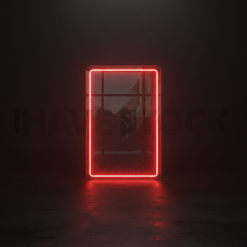 Glass Panel with Neon Frame Red Glow 2025 – 8K Minimal Black UI Mockup