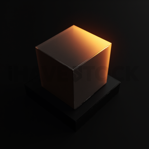 Minimalism Glassmorphism Cube Render Amber Glow 2025 – 8K Minimal Black UI Mockup