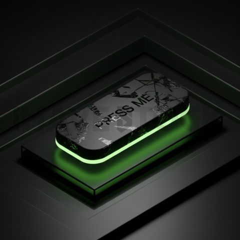 Matte Black CTA Button 3D Green Neon Glow 2025 – 8K Minimal Black UI Mockup