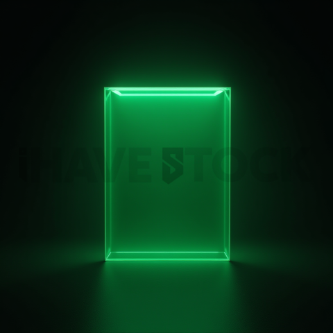 Minimalism Glassmorphism Cube Render Green Neon Glow 2025 – 8K Minimal Black UI Mockup