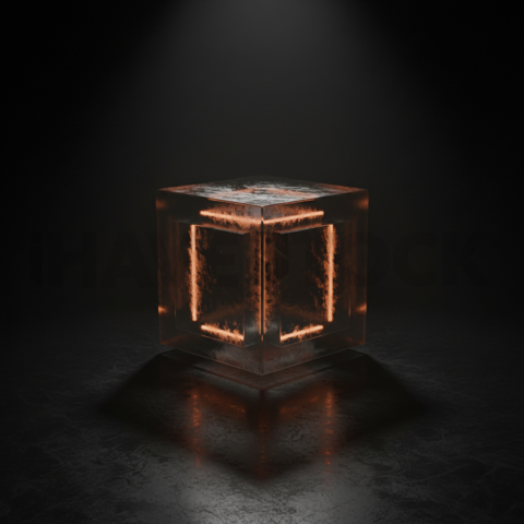 Minimalism Glassmorphism Cube Render Orange Fire Glow 2025 – 8K Minimal Black UI Mockup