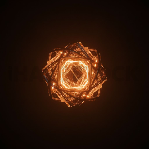 Neon Energy Core Render Amber Glow 2025 – 8K Minimal Black UI Mockup