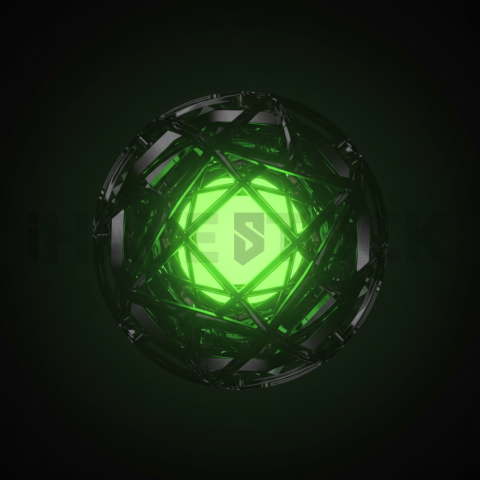 Neon Energy Core Render Green Neon Glow 2025 – 8K Minimal Black UI Mockup