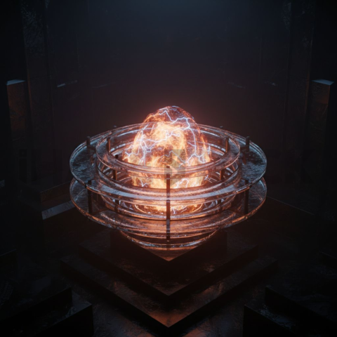 Neon Energy Core Render Orange Fire Glow 2025 – 8K Minimal Black UI Mockup