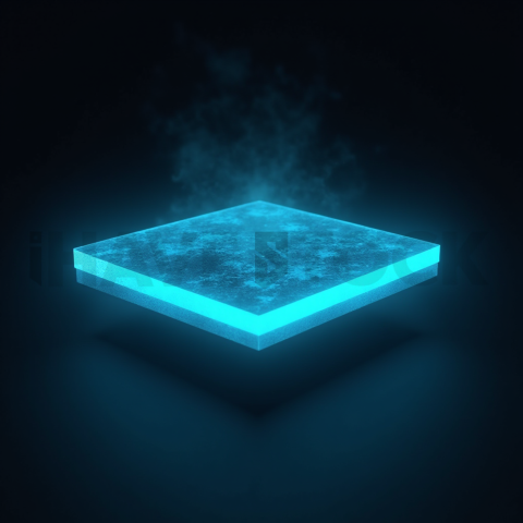 Abstract Floating UI Plate Cyan Glow 2025 – 8K Minimal Black UI Mockup