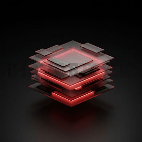 Abstract Floating UI Plate Red Glow 2025 – 8K Minimal Black UI Mockup