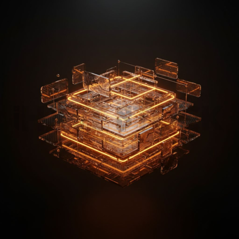 Advanced Data Graph UI Render Amber Glow 2025 – 8K Minimal Black UI Mockup