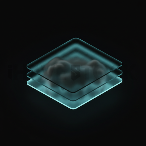 Minimal Frosted Window Element Cyan Subtle Glow Dark Glassmorphism Element 2025 – 8K