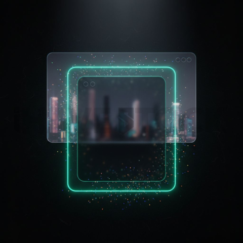 Minimal Frosted Window Element Emerald Medium Glow Dark Glassmorphism Element 2025 – 8K