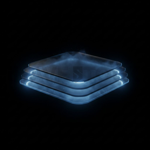 Translucent Glass Overlay Blue Electric Medium Glow Dark Glassmorphism Element 2025 – 8K