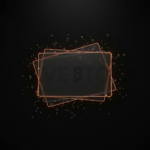 Blurred Glass Widget Amber Strong Glow Dark Glassmorphism Element 2025 – 8K