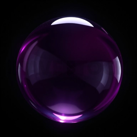 Circular Glass Orb Magenta Strong Glow Dark Glassmorphism Element 2025 – 8K
