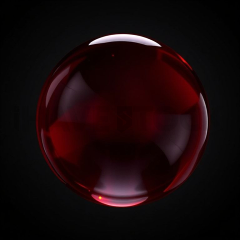 Circular Glass Orb Red Neon Medium Glow Dark Glassmorphism Element 2025 – 8K