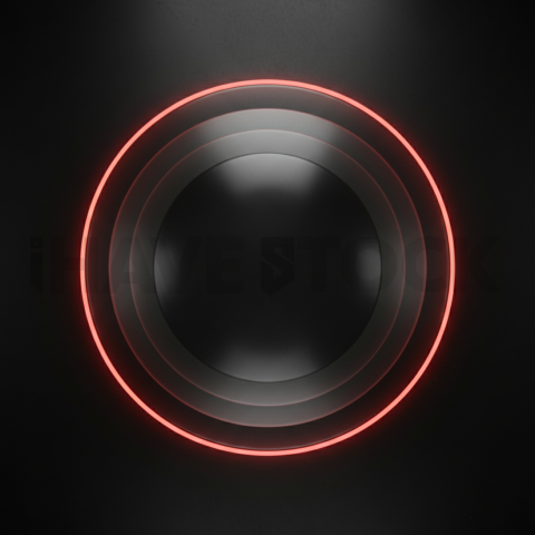 Circular Glass Orb Red Neon Subtle Glow Dark Glassmorphism Element 2025 – 8K