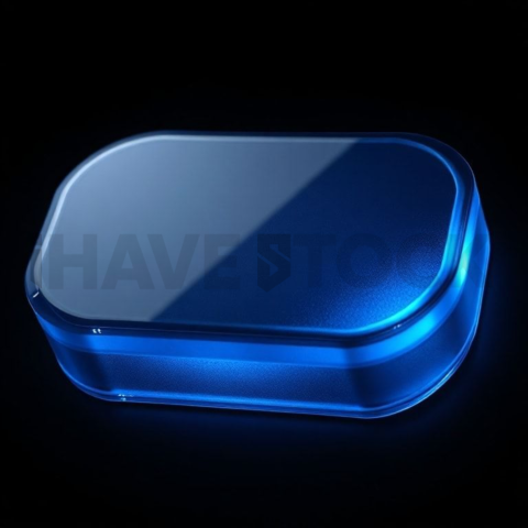 Frosted Glass Button Blue Electric Strong Glow Dark Glassmorphism Element 2025 – 8K