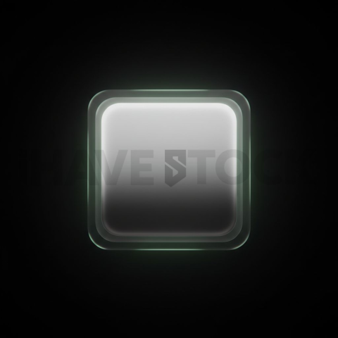 Frosted Glass Button Green Neon Subtle Glow Dark Glassmorphism Element 2025 – 8K