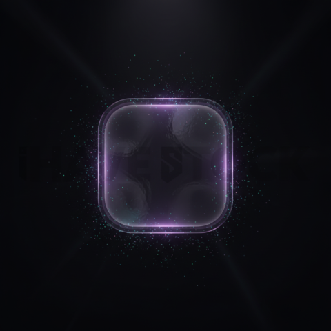 Frosted Glass Button Purple Medium Glow Dark Glassmorphism Element 2025 – 8K