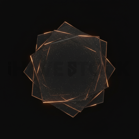 Glass Highlight Badge Amber Subtle Glow Dark Glassmorphism Element 2025 – 8K