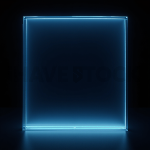 Glass Panel Frame Blue Electric Strong Glow Dark Glassmorphism Element 2025 – 8K