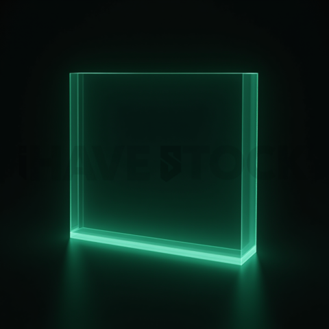 Glass Panel Frame Green Neon Subtle Glow Dark Glassmorphism Element 2025 – 8K
