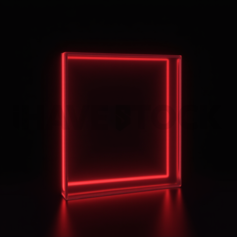 Glass Panel Frame Red Neon Strong Glow Dark Glassmorphism Element 2025 – 8K