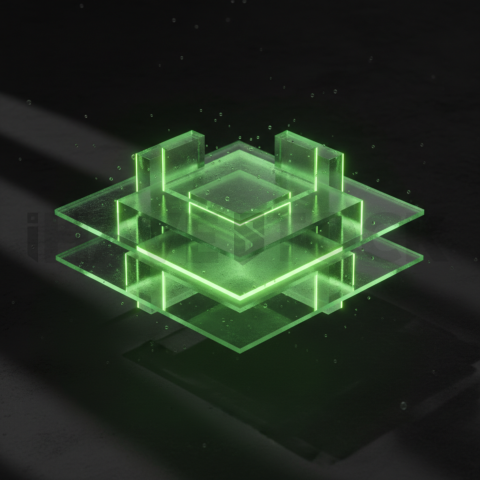 Glassmorphism UI Block Green Neon Ultra Glow Dark Glassmorphism Element 2025 – 8K