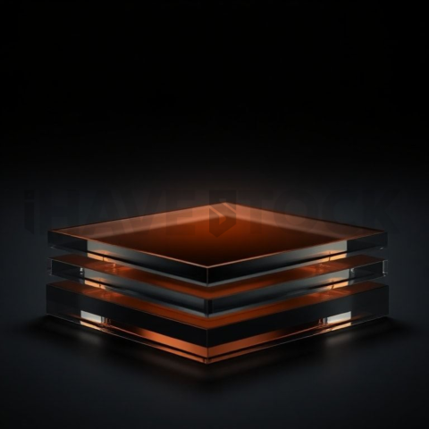 Glassy 3D Plate Amber Subtle Glow Dark Glassmorphism Element 2025 – 8K