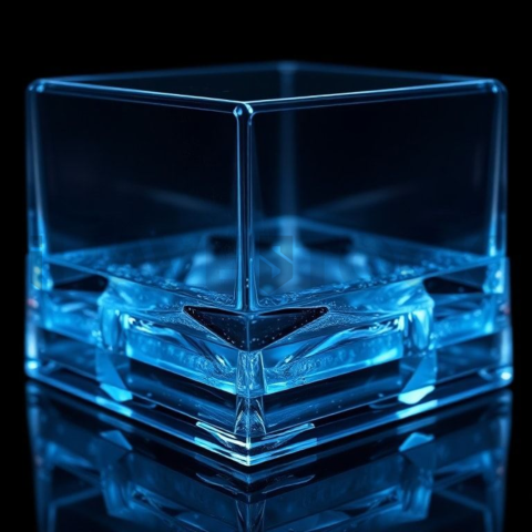 Glassy 3D Plate Blue Electric Ultra Glow Dark Glassmorphism Element 2025 – 8K