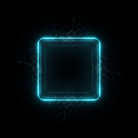 Glassy 3D Plate Cyan Strong Glow Dark Glassmorphism Element 2025 – 8K