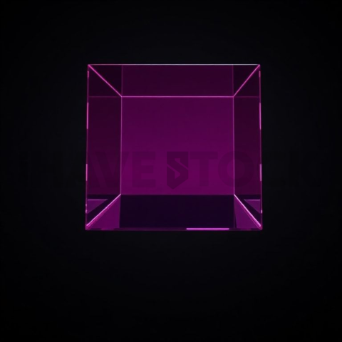 Glassy Floating Cube Magenta Ultra Glow Dark Glassmorphism Element 2025 – 8K