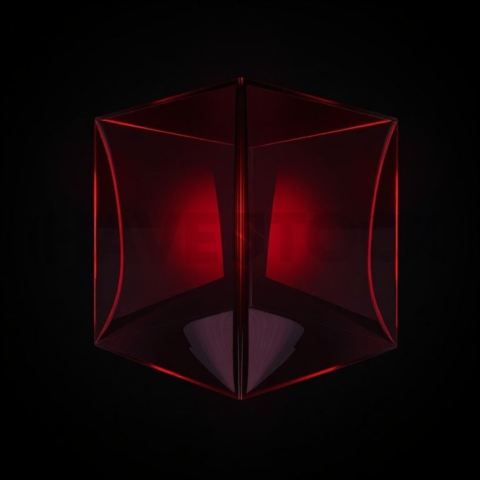 Glassy Floating Cube Red Neon Medium Glow Dark Glassmorphism Element 2025 – 8K