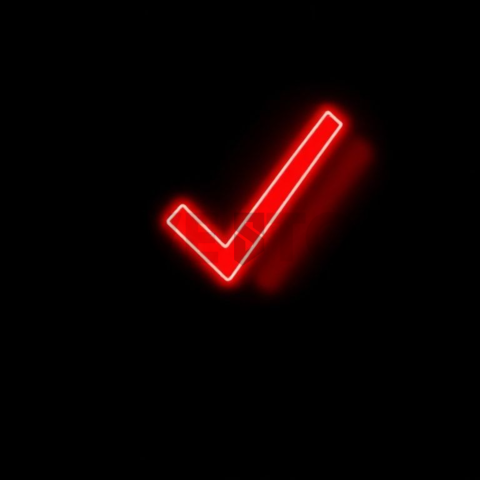 Checkmark Success Icon Red Neon Strong Glow Dark Line Icon 2025 – 8K