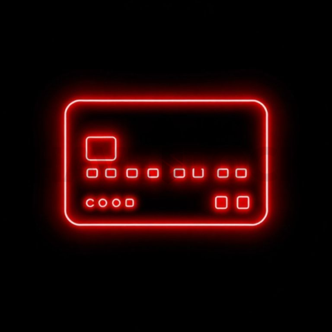 Credit Card Payment Icon Red Neon Ultra Intense Glow Dark Line Icon 2025 – 8K