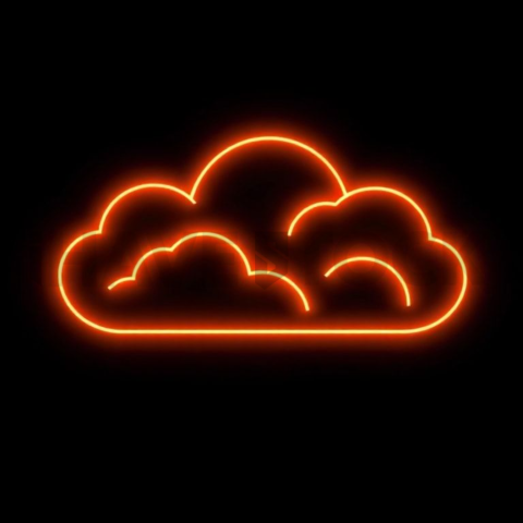 Cloud Sync Icon Amber Strong Glow Dark Line Icon 2025 – 8K