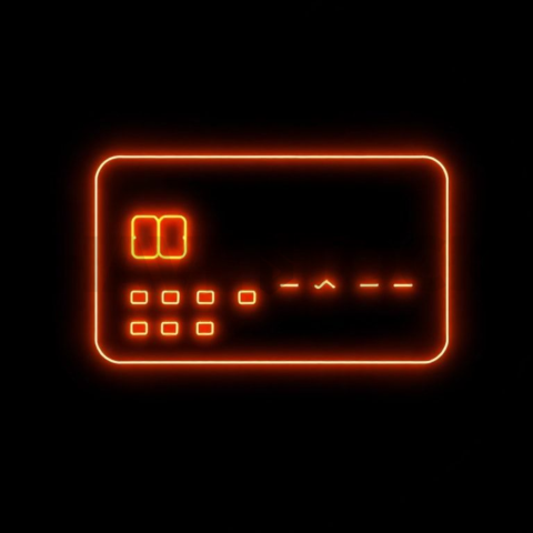 Credit Card Payment Icon Amber Strong Glow Dark Line Icon 2025 – 8K