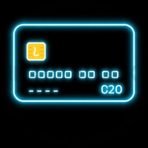 Credit Card Payment Icon Cyan Medium Glow Dark Line Icon 2025 – 8K