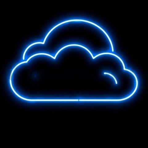 Cloud Sync Icon Blue Electric Medium Glow Dark Line Icon 2025 – 8K