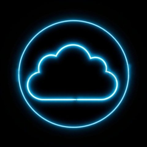 Cloud Sync Icon Cyan Medium Glow Dark Line Icon 2025 – 8K