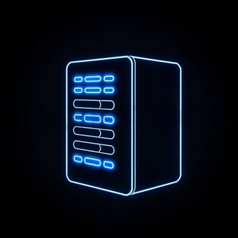 Data Server Icon Blue Electric Subtle Glow Dark Line Icon 2025 – 8K