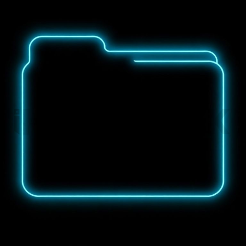 Folder Line Icon Cyan Medium Glow Dark Line Icon 2025 – 8K