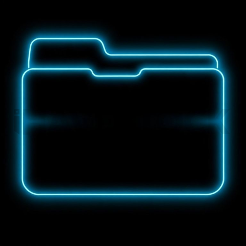 Folder Line Icon Cyan Strong Glow Dark Line Icon 2025 – 8K