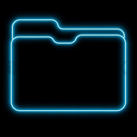 Folder Line Icon Cyan Ultra Intense Glow Dark Line Icon 2025 – 8K