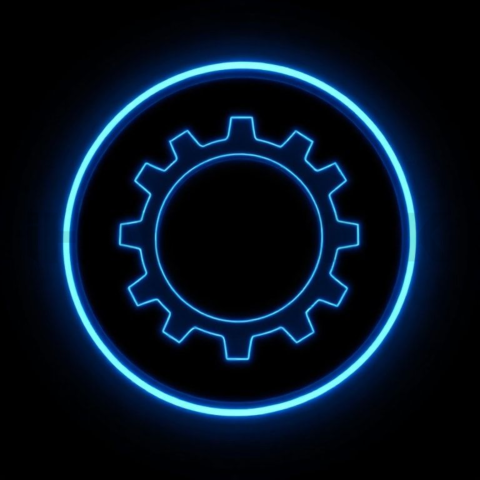 Gear Settings Icon Blue Electric Subtle Glow Dark Line Icon 2025 – 8K