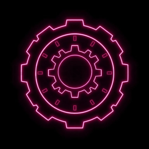 Gear Settings Icon Magenta Strong Glow Dark Line Icon 2025 – 8K