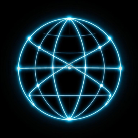Globe Connection Icon Cyan Medium Glow Dark Line Icon 2025 – 8K