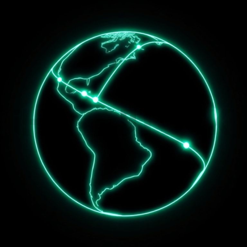 Globe Connection Icon Emerald Subtle Glow Dark Line Icon 2025 – 8K