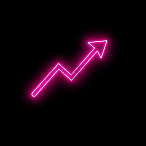 Growth Arrow Icon Magenta Ultra Intense Glow Dark Line Icon 2025 – 8K